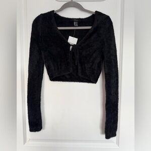 Forever 21 Black Fuzzy Crop Top